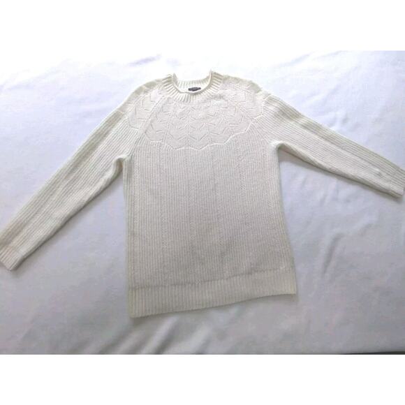 Talbots Sweater Women's Sz Large Ivory Cream Wool Blend Long Sleeve Petite Soft - Picture 1 of 8